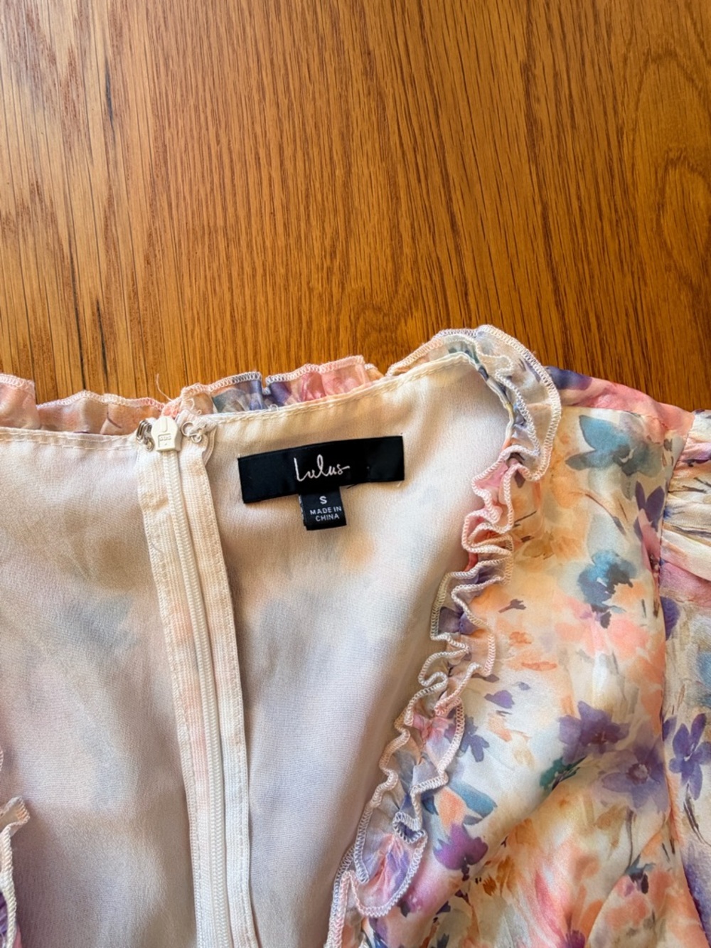 Lulu's Pastel Floral Ruffle V-Neck Mini Dress - Picture 5 of 6